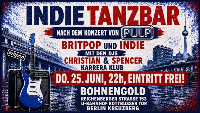 Indietanzbar - Pulp Aftershow Party / DJs Spencer & Christian / Karrera Klub - Eintritt Frei!