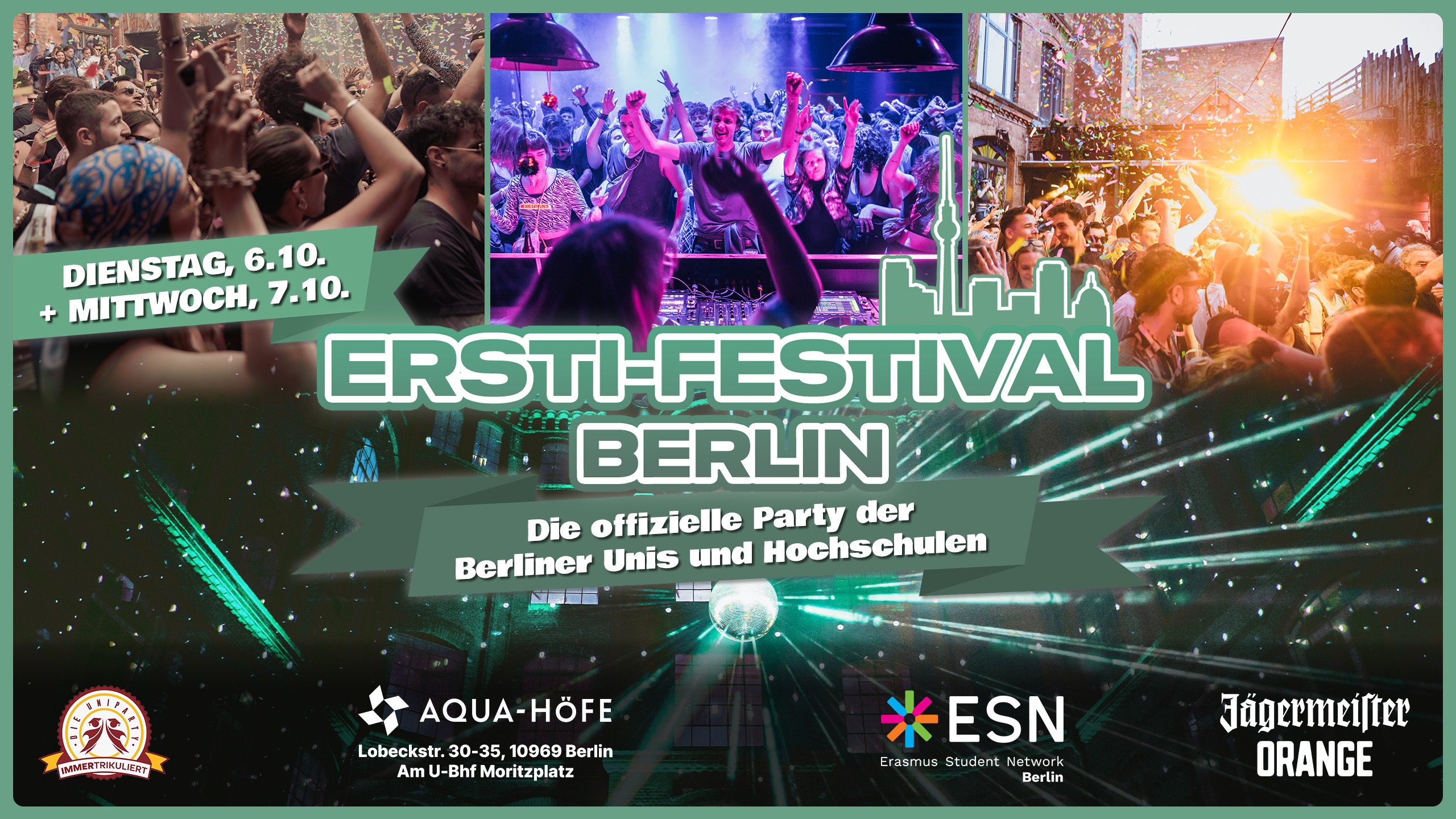 Ersti-Festival Berlin - Offizielle Party der Berliner Unis & Hochschulen | Di, 06. & Mi, 07.10.