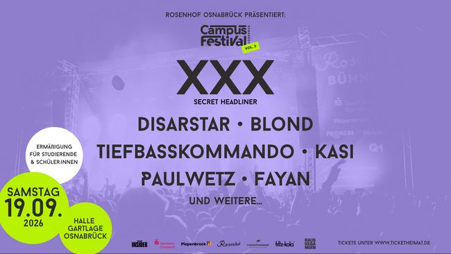 Campus Festival Osnabrück - Vol. 3 mit Disarstar, Kasi und weitere