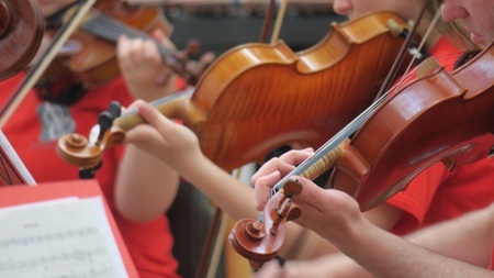 Orchester-Workshop zusammen mit dem Streichorchester Saitensprung