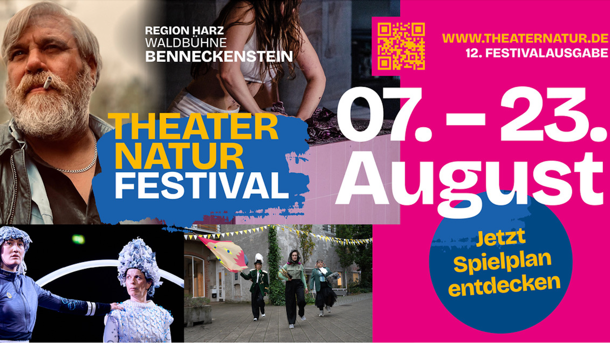 Festivalankündigung mit einer Collage aus Fotos und dem Termin 07.-23.08.
