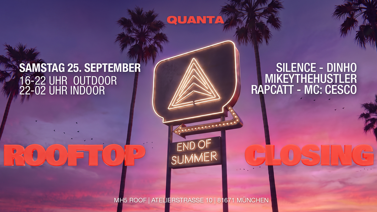 Titelbild der Veranstaltung QUANTA ROOFTOP CLOSING 2026 ** R&B / AFRO / FRENCH / HIP HOP **