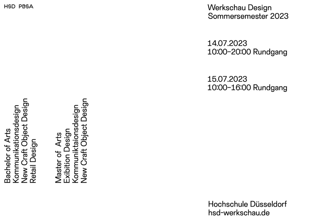 Werkschau Fachbereich Design PBSA Hochschule Düsseldorf