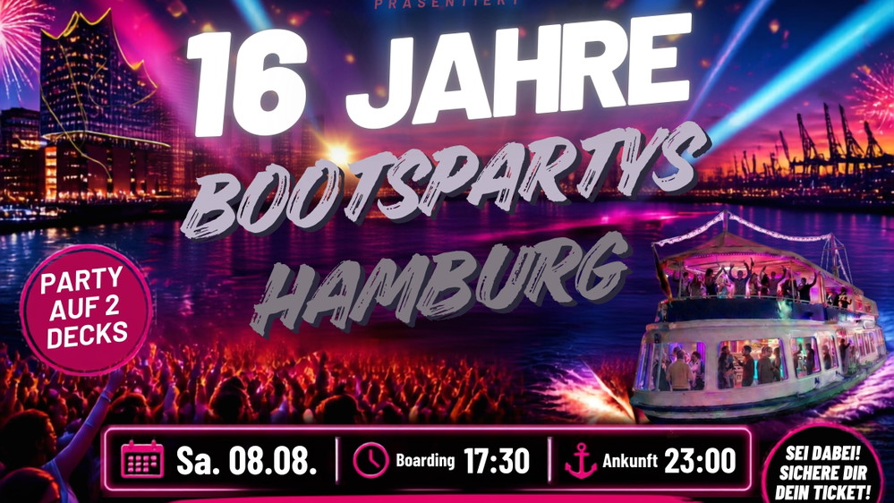16 Jahre Bootspartys Hamburg - Die große Jubiläumstour