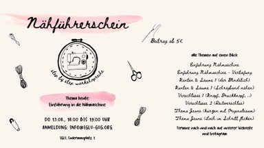 Nähführerschein für Erwachsene - Thema Einführung in die Nähmaschine (Workshop)