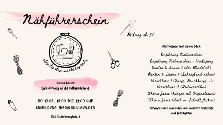 Nähführerschein für Erwachsene - Thema Einführung in die Nähmaschine (Workshop)