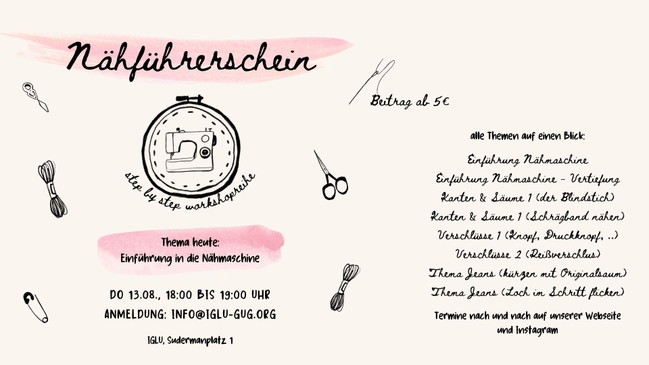 Nähführerschein für Erwachsene - Thema Einführung in die Nähmaschine (Workshop)