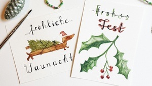 Weihnachtskarten mit Aquarell für Teenager