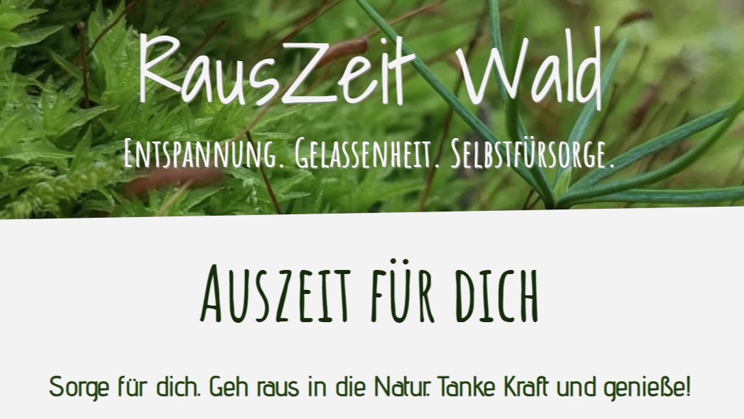 Titelbild der Veranstaltung Waldbaden und Selbstfürsorge: Deine Auszeit in der Natur mit RausZeit Wald