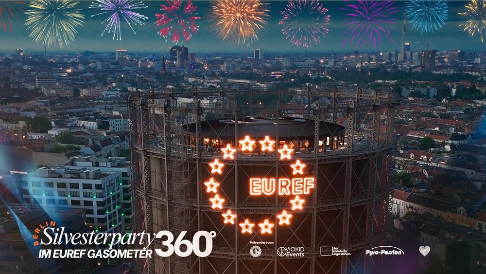 ROOFTOP Silvesterparty im Gasometer Sky - 360 Grad Blick auf Berlin