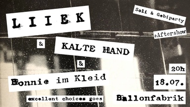 Livekonzert: LIIEK + Kalte Hand + Bonnie im Kleid