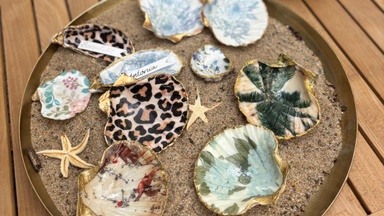 Muscheln in Decoupage-Technik mit Vergoldung