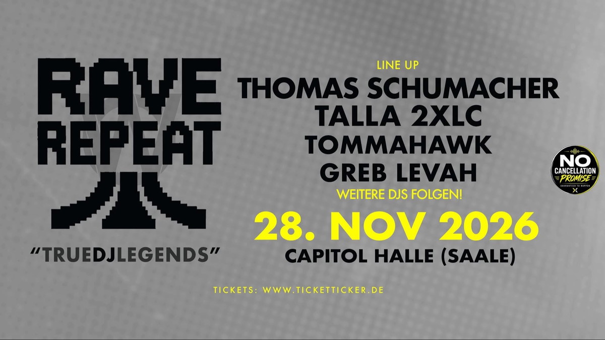 Titelbild der Veranstaltung RAVE REPEAT 🖤 - True DJ Legends