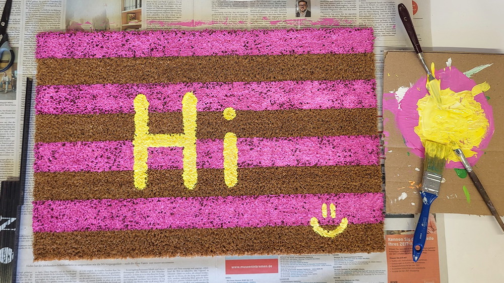 Fußmatten gestalten Workshop in Münster - Bemale deine individuelle Türmatte im DIY-Kurs