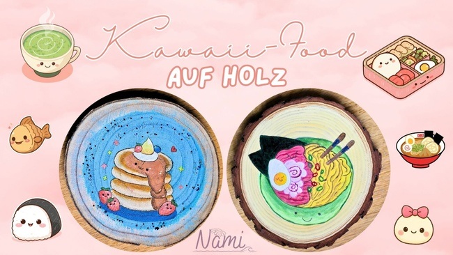 Kawaii-Food auf Holz