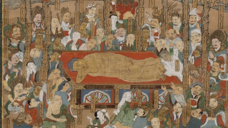 Die rituelle Verehrung am Tag von „Buddha´s Eingang ins Vollkommene Nirvana“.  Bildbesprechung und Lesung mit der Kuratorin.