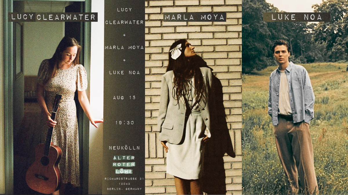 Titelbild der Veranstaltung Songs & Stories: Lucy Clearwater, Marla Moya, Luke Noa Alle Konzerte anzeigen