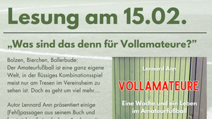 Lesung zum Buch "Vollamateure - Eine Woche und ein Leben im Amateurfußball"