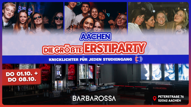 Die größte Erstiparty Aachen - Barbarossa | Do, 01.10. & Do, 08.10.