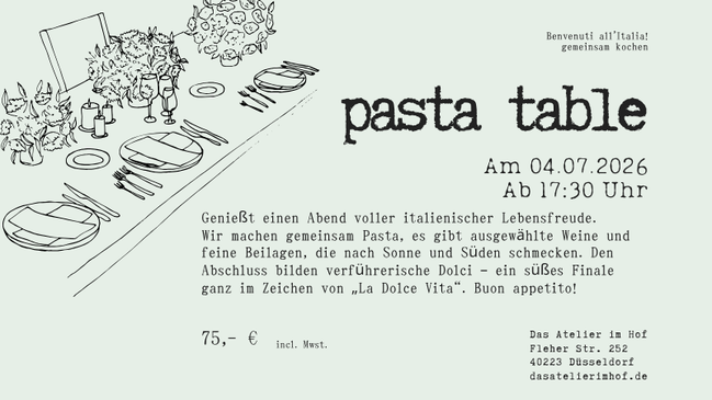 Pasta Table - ein italienischer Abend (vegan) gemeinsam Kochen