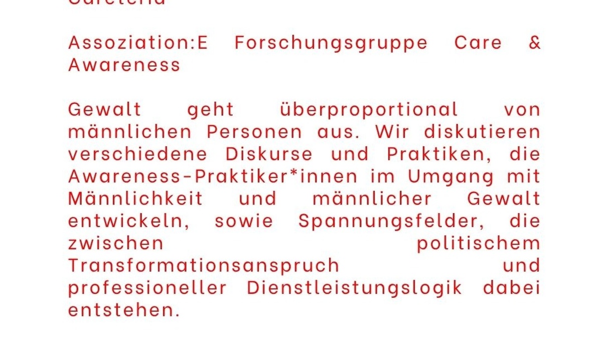 Assoziation:E – Kolloqium für alle: Awareness & Männlichkeit