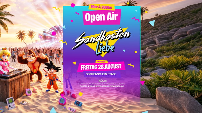 SANDKASTENLIEBE Open Air – Köln´s 90er & 2000er Party Sonnenschein Etage