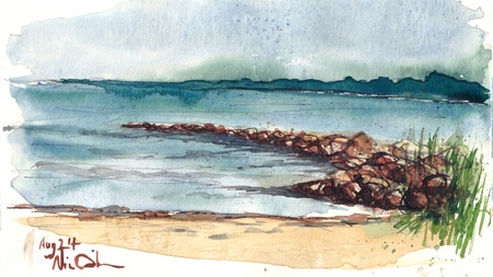 Landscape painting with watercolour