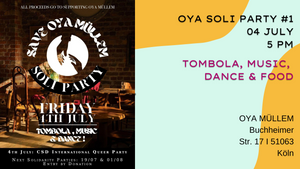 OYA SOLI PARTY #1: Food, Music, Drinks & Tombola