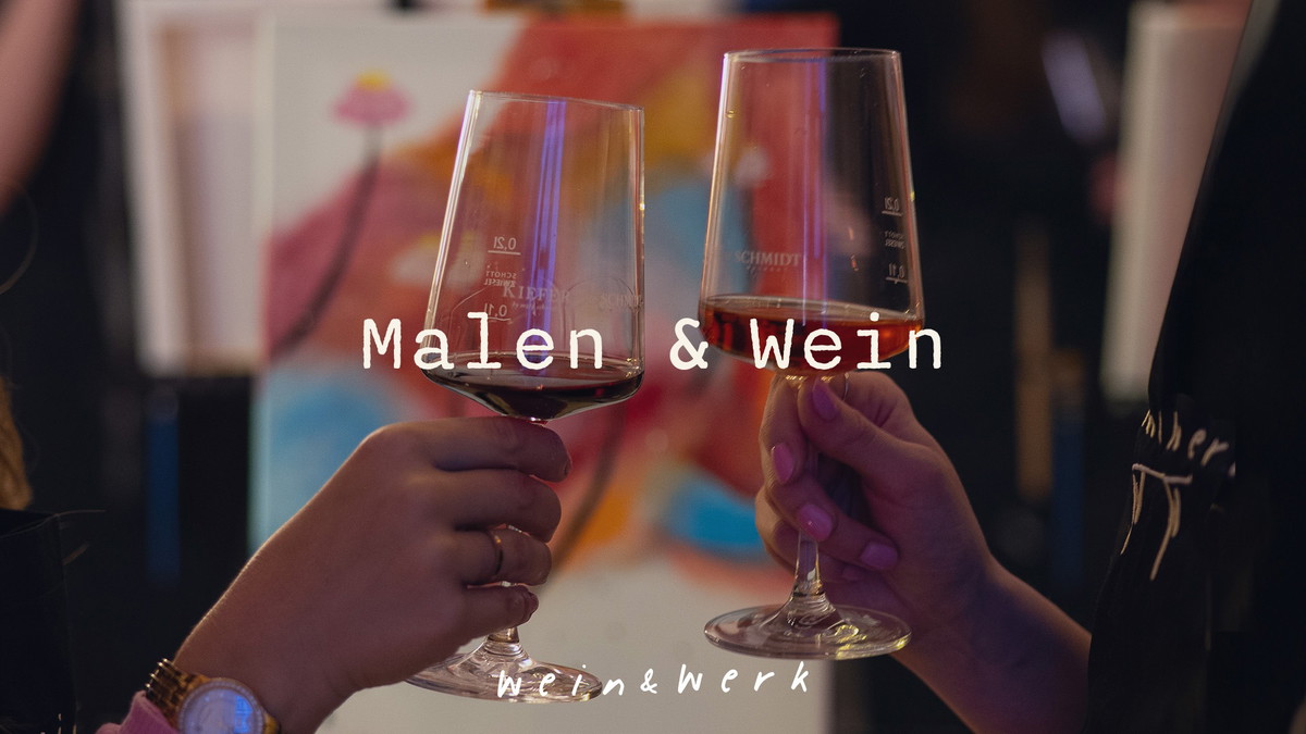 Titelbild der Veranstaltung Malen & Wein: Kreativworkshop mit Weinbegleitung