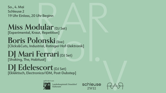 RAR Vol. V w/ Miss Modular, Boris Polonski (live), DJ Mari Ferrari & DJ Edelescort