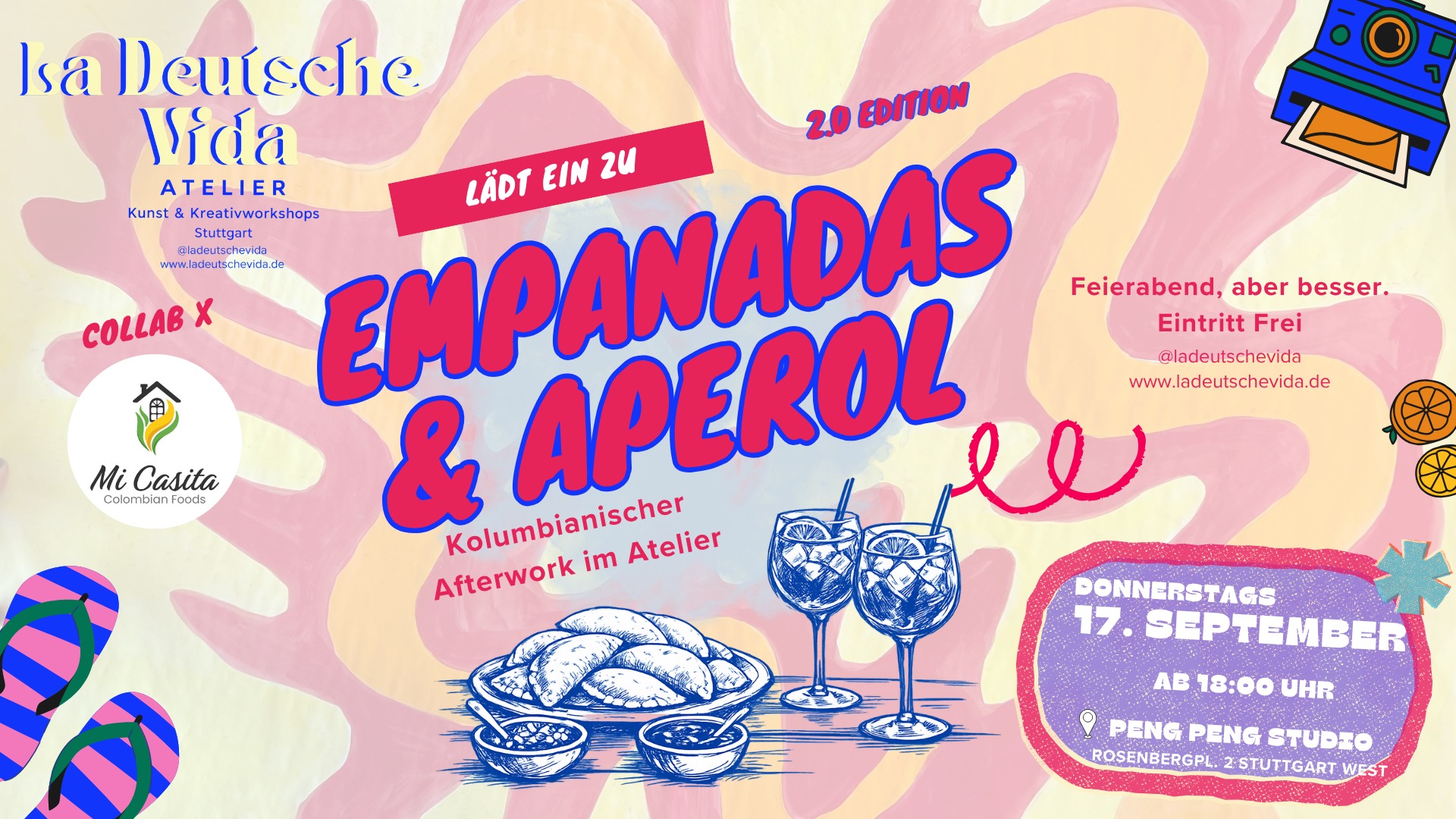 EMPANADAS & APEROL 2.0 Edition🍊🇨🇴 - Afterwork im Atelier x La Deutsche Vida