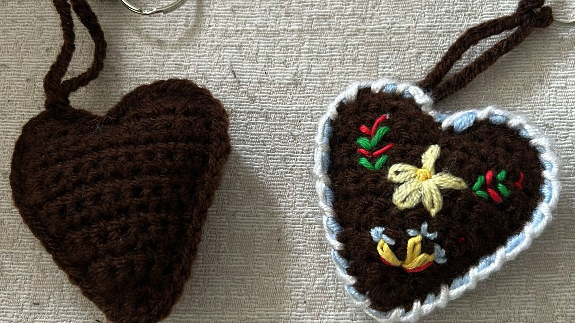 Crochet Heart Keychain