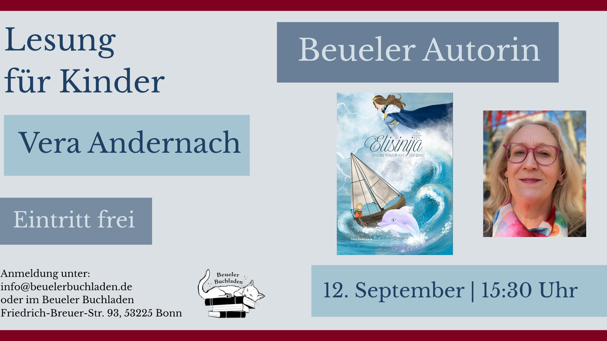 Flyer für die Lesung für Kinder mit Vera Andernach im Beueler Buchladen