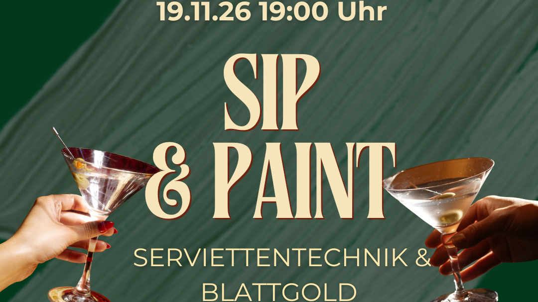 Sip & Paint Serviettentechnik mit Blattgold im Lula