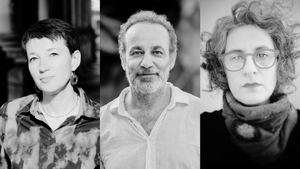 'Von hier nach dort: Praxis, Distanz und Selbstpositionierung' mit Julia Cimafiejeva, Hiwa K und Farahnaz Sharifi, moderiert von Azar Mahmoudian