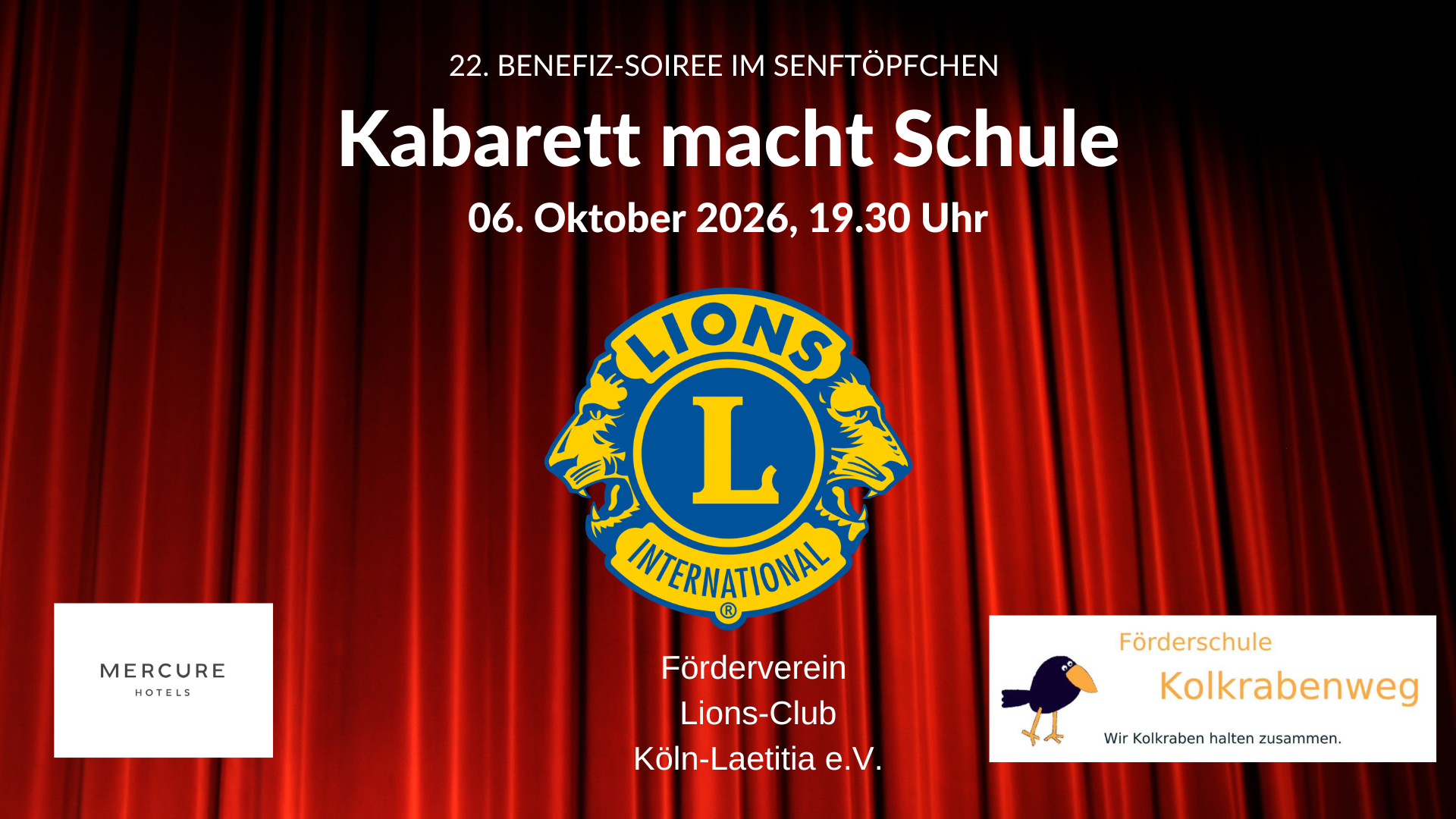 Benefiz-Veranstaltung "Kabarett macht Schule" zugunsten der Kölner Förderschule "Kolkrabenweg"