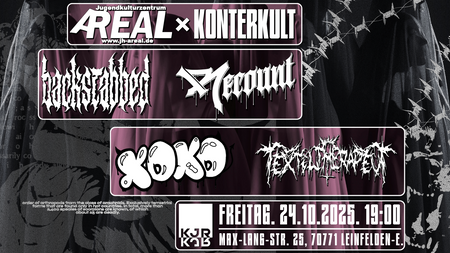 Areal x Konterkult mit BACKSTABBED, RECOUNT, XOXO und TEXTILTHERAPEUT