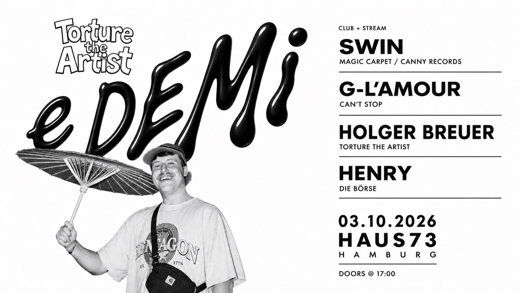 Torture the Artist pres. eDEMi with Swin (Magic Carpet, Canny Records / UK)
