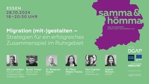 „Samma & Hömma: Das Ruhrgebiet diskutiert Außenpolitik“: Migration (mit-)gestalten –  Strategien für ein erfolgreiches Zusammenspiel im Ruhrgebiet