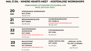 Kostenlose Workshops bei MAL Û DIL – Tanz, Schreiben, Fotografie & mehr
