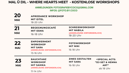 Kostenlose Workshops bei MAL Û DIL – Tanz, Schreiben, Fotografie & mehr