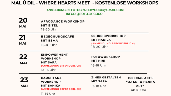Kostenlose Workshops bei MAL Û DIL – Tanz, Schreiben, Fotografie & mehr