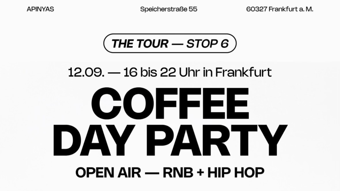 Titelbild der Veranstaltung Coffee Day Party Frankfurt