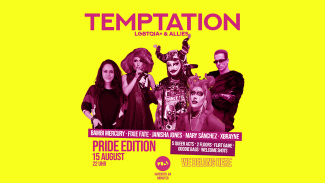 Temptation Pride Edition, 15.08., w/ Bambi Mercury & more, CSD Münster
