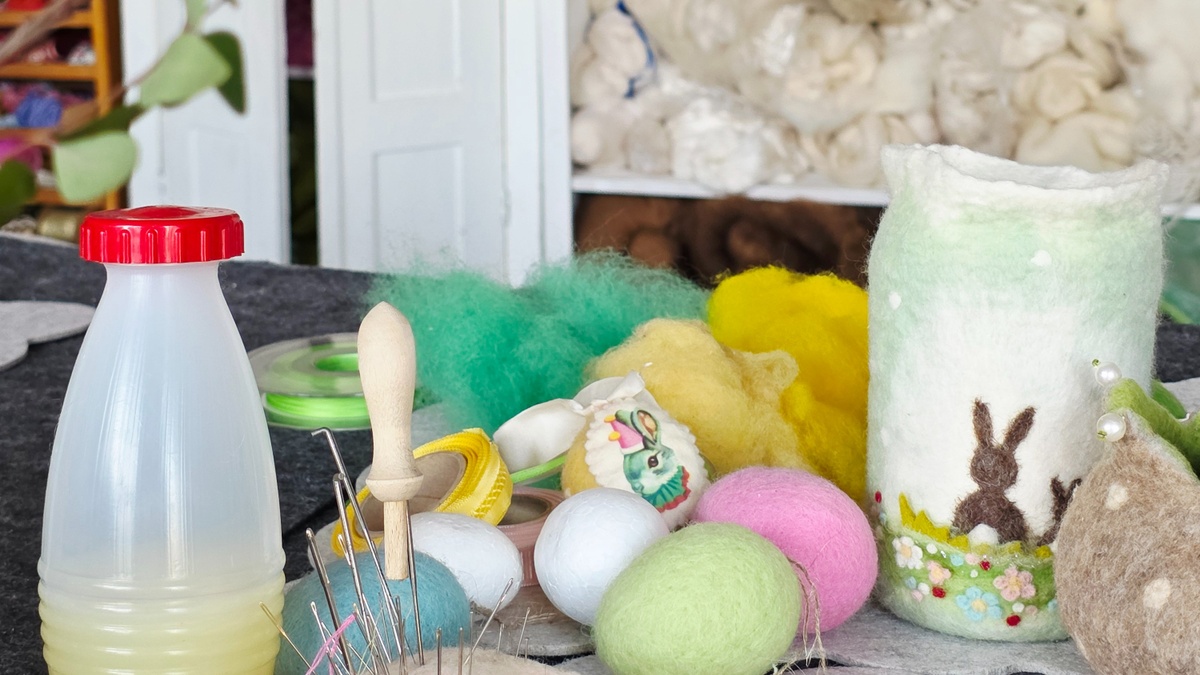 Osterdeko filzen mit Wolle