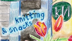 Sophie scarf knitting & snacks im kapitel drei