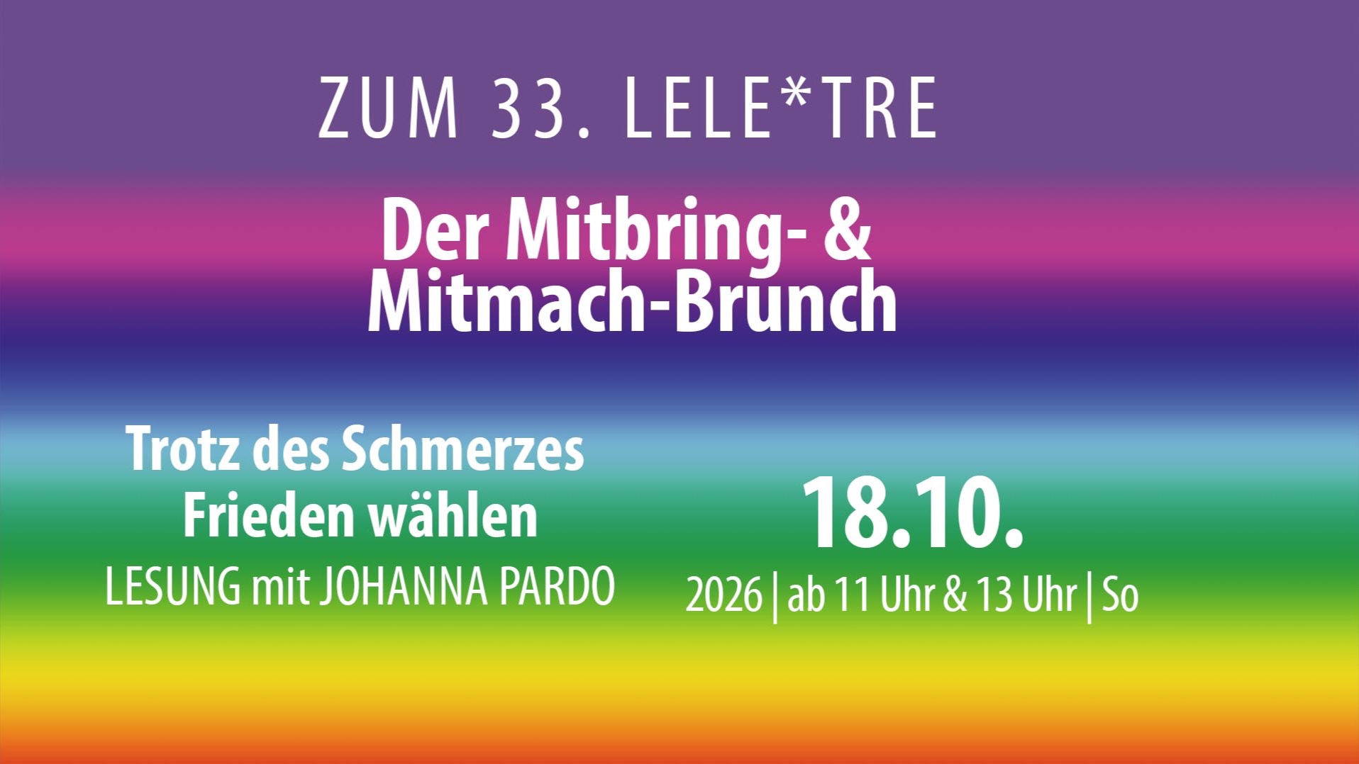 LeLe*Tre-Brunch, Lesung, & Film zum 33. LeLe*Tre