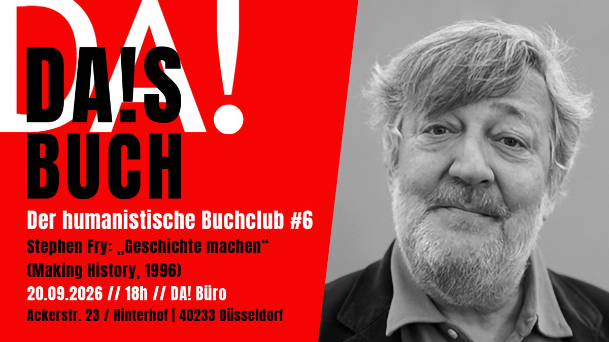 Titelbild der Veranstaltung Der humanistische Buchclub #6: Stephen Fry: „Geschichte machen“ (1996)