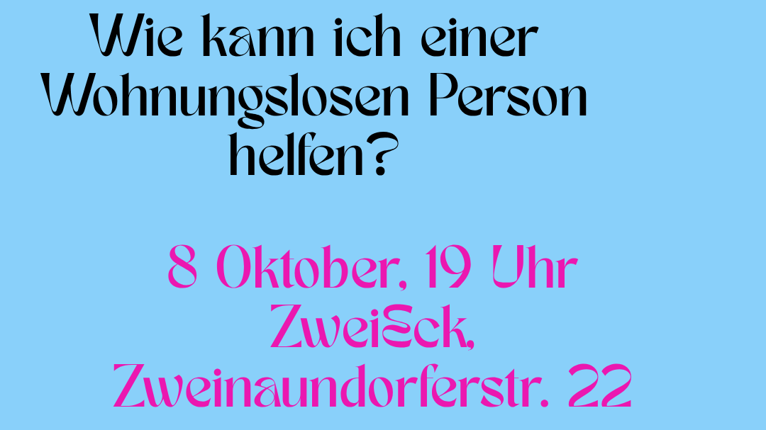 Ins Handeln Kommen - Gespräch und Vortrag über den Umgang mit Wohnungslosen und Menschen unter Einfluss von Substanzen