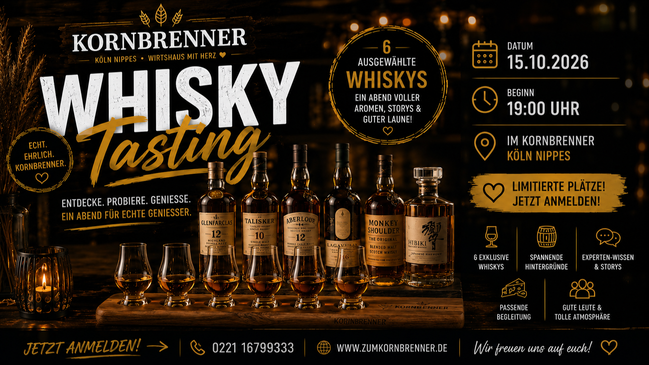 Whisky-Tasting im Kornbrenner | 6 Premium-Whiskys entdecken